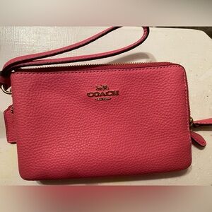 Coach Vibrant Pink Leather Wristlet